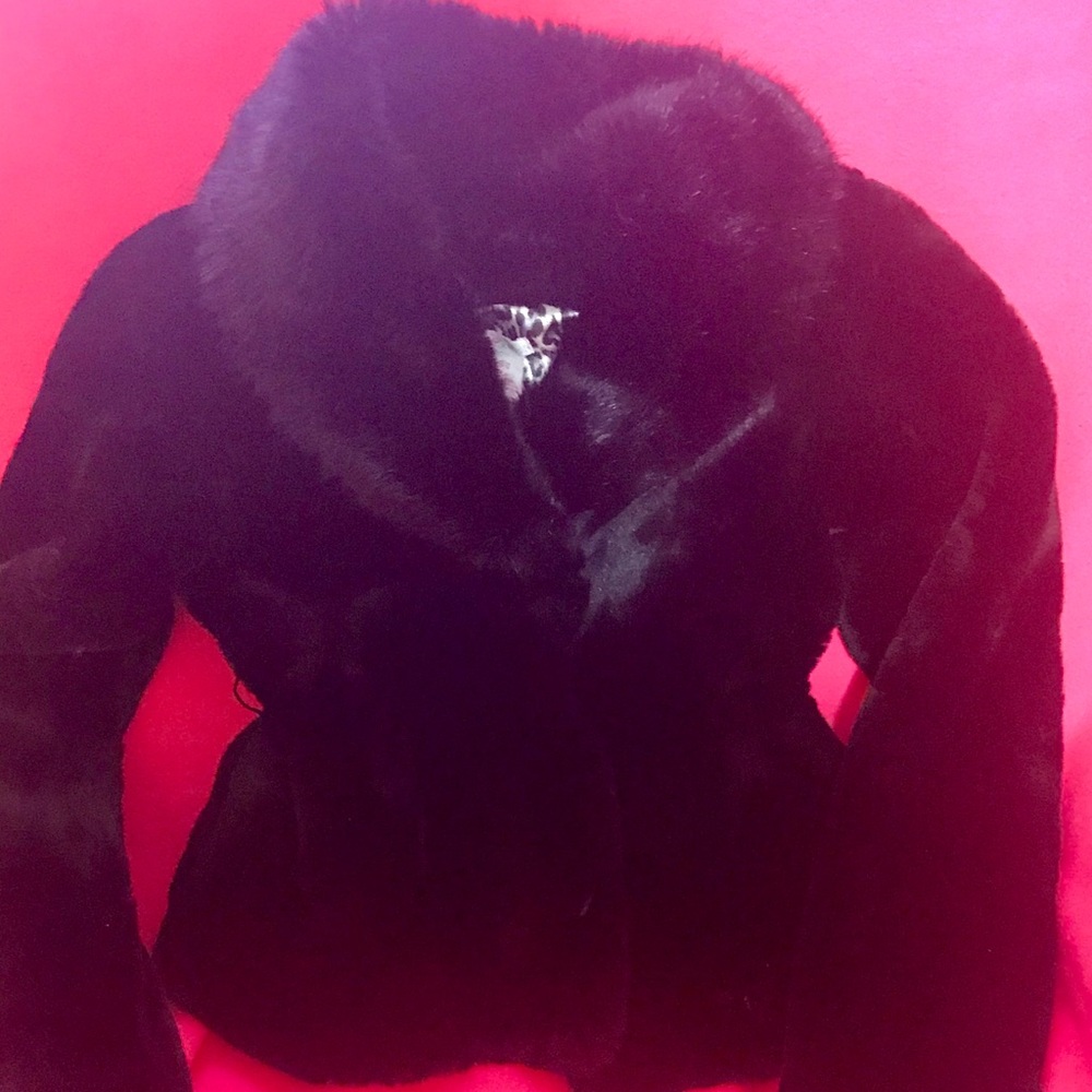 Black faux fur jacket